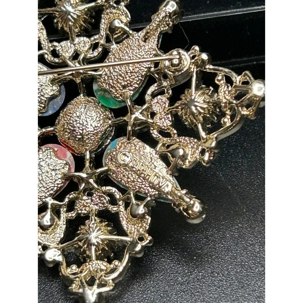 Vintage Sarah Coventry Multicolor Faux Stone Rhinestone Snowflake Brooch‎ Pin